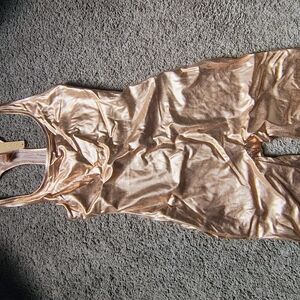 Skims Metallic Bodysuit One Piece Rose gold